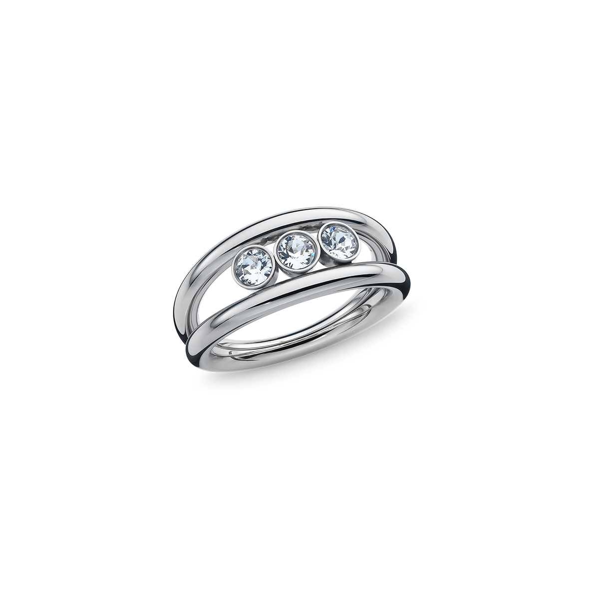 Anel One Jewels Bright Double Silver OJBSR02S em aço prateado com zircões