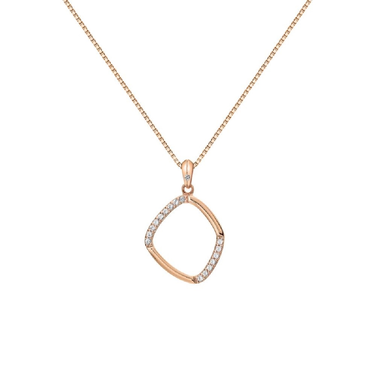 Colar Hot Diamonds Behold DP783 em prata banhado a ouro rosa e ródio com 1 diamante, zircónias e topázios.