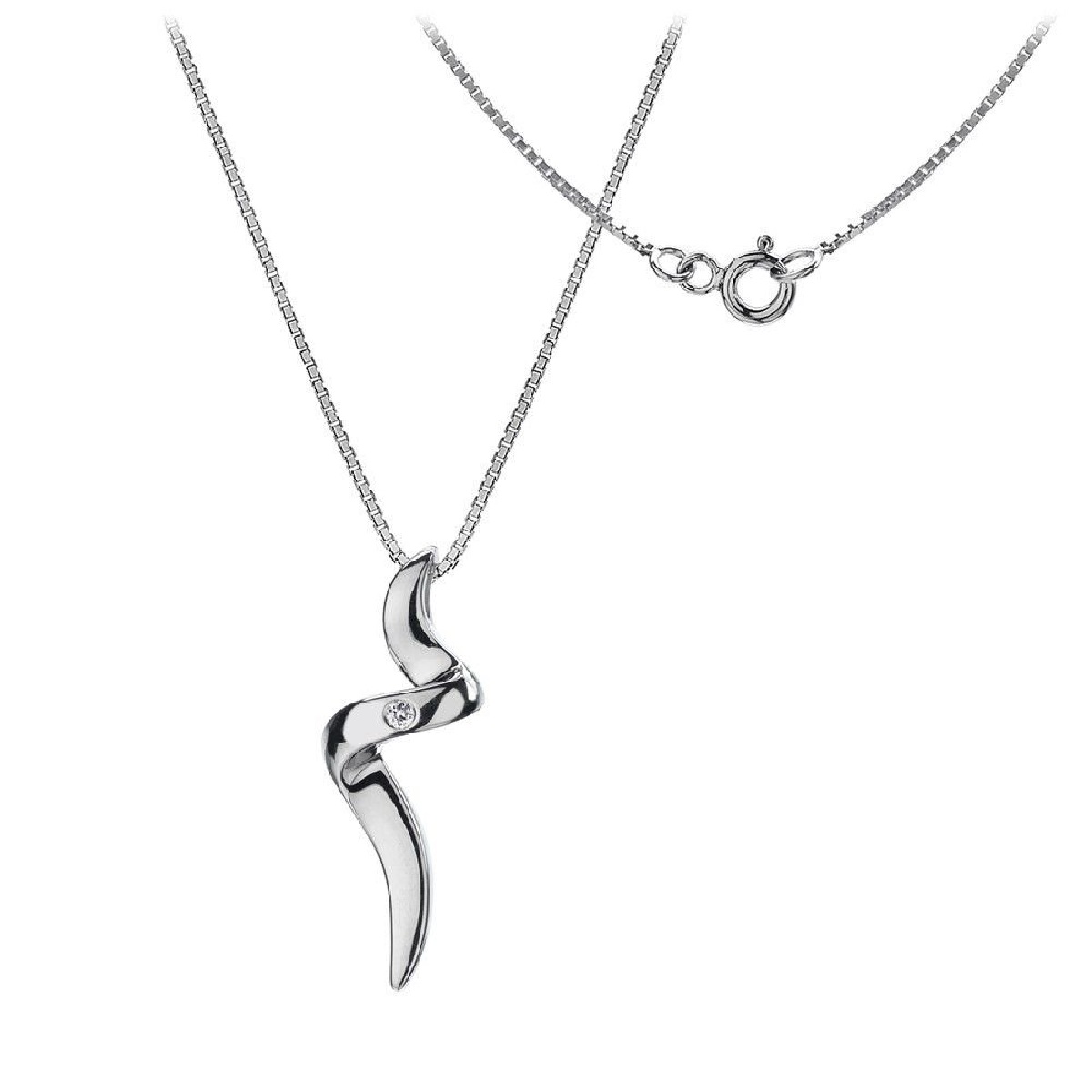 Colar Hot Diamonds DP197 em prata banhada a ródio com 1 diamante incolor.